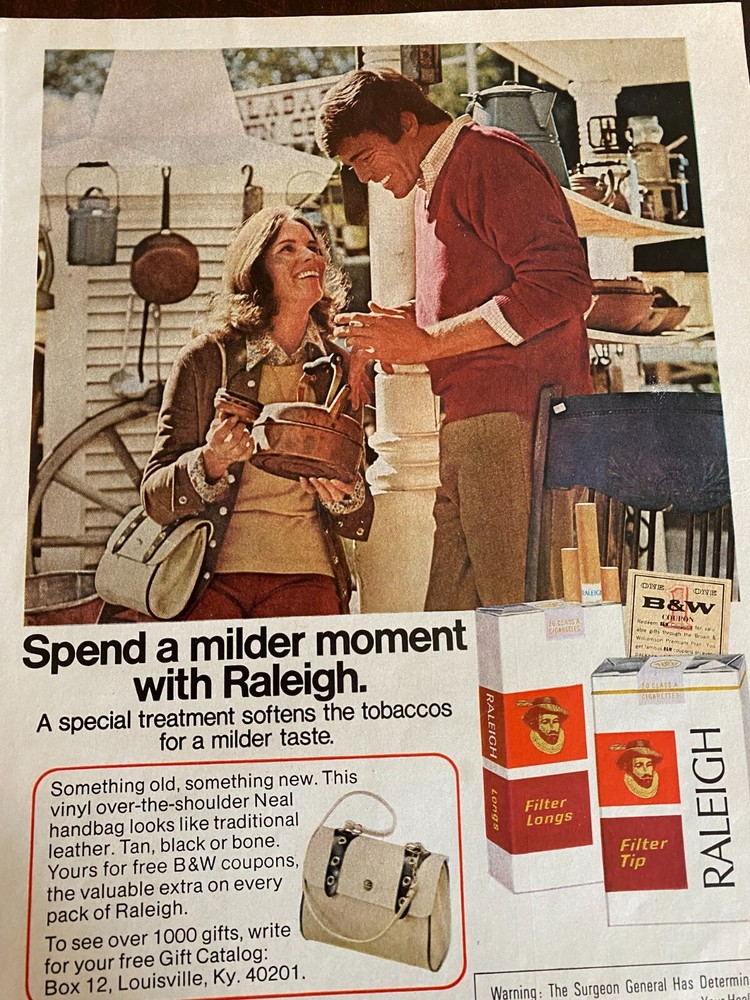 Raleigh Cigarettes, Full Page Vintage Print Ad