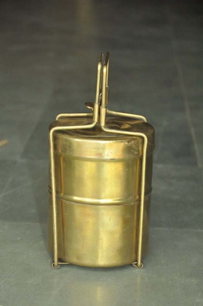 Vintage Brass 2 Compartment Handcrafted Solid Fine Lunch/Tiffin Box