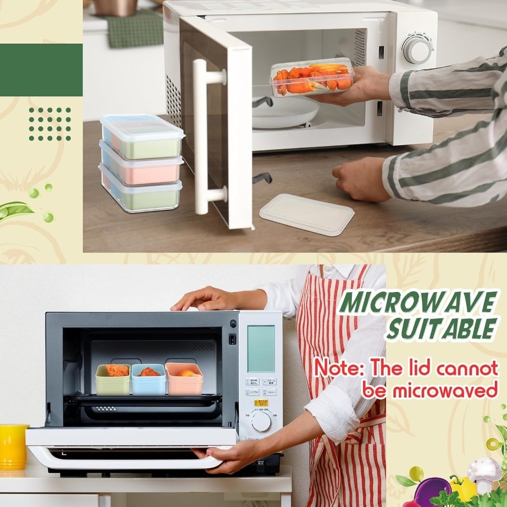 Reusable Stackable Snack Containers with Lids 3 Removable Compartments Microwave
