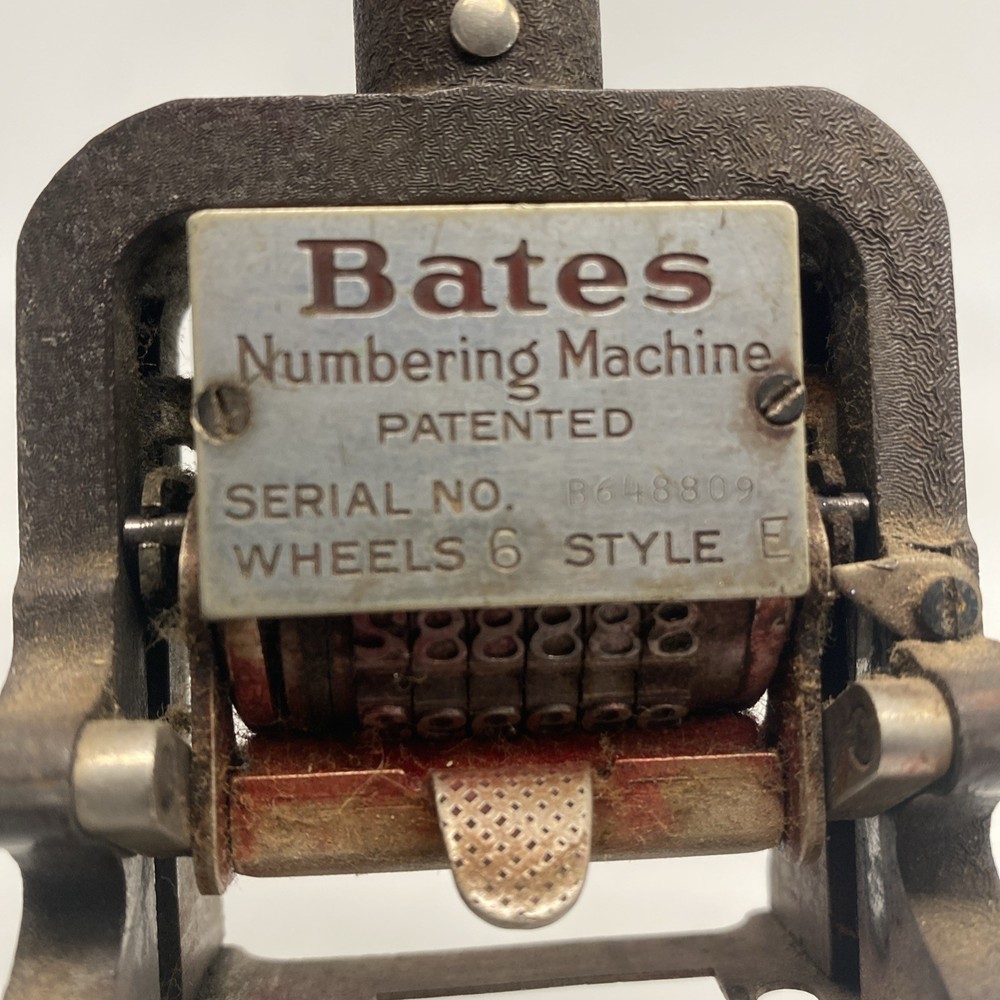 Bates Multiple Movement Six Wheel Numbering Machine Type-E Re-Inkable