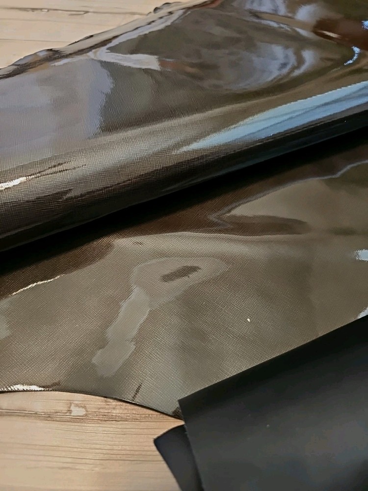 GUNMETAL GRAY MICRO GRAIN SHEEPSKIN LAMBSKIN LEATHER HIDE PANEL,SHEET, PATENT