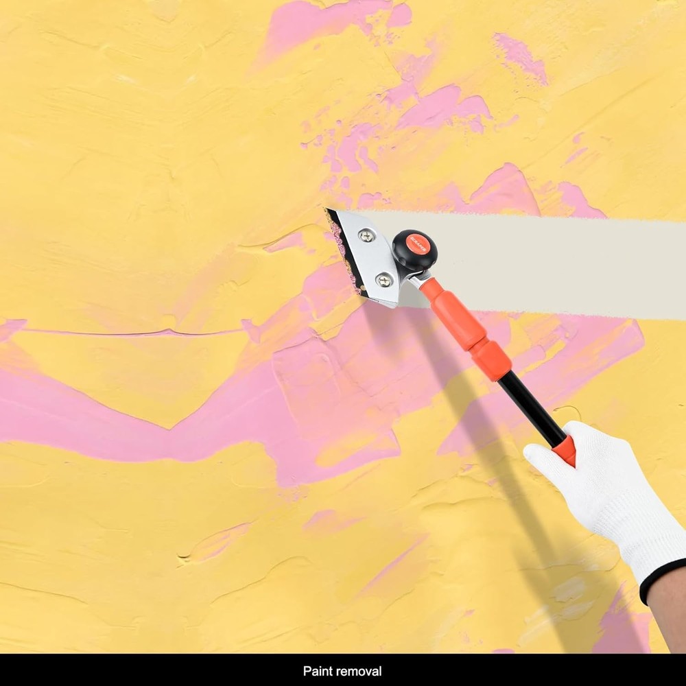 Retractable Razor Blade Scraper Long Handle Heavy Floor Scraper with Rotatable