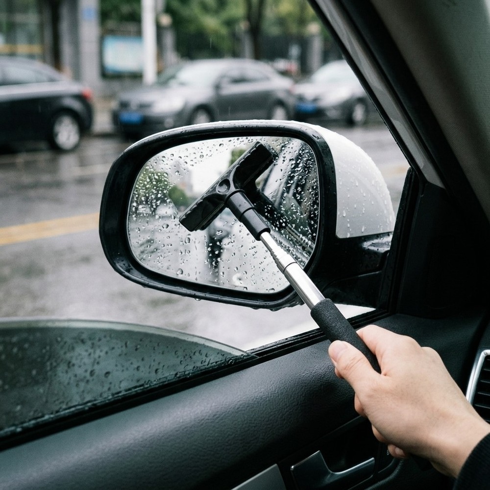 Extendable Multifunctional Car Rearview Mirror Wiper Snow Ice Water Scraper 1pc