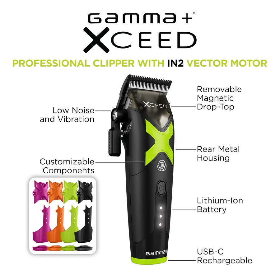Gamma XCEED IN2 Vector Motor Cordless Clipper + Trimmer + Shaver SET - NEW