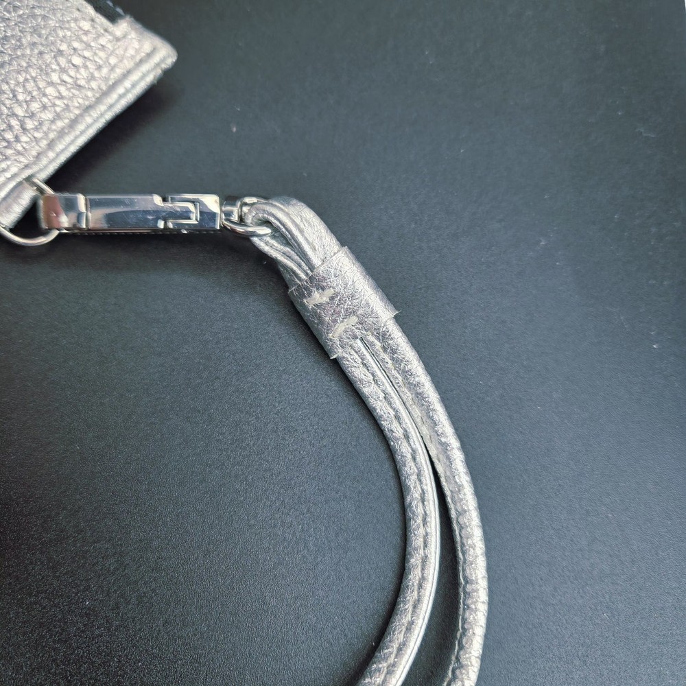 Aimee Kestenberg Card Wallet Silver Leather 21" Long Strap