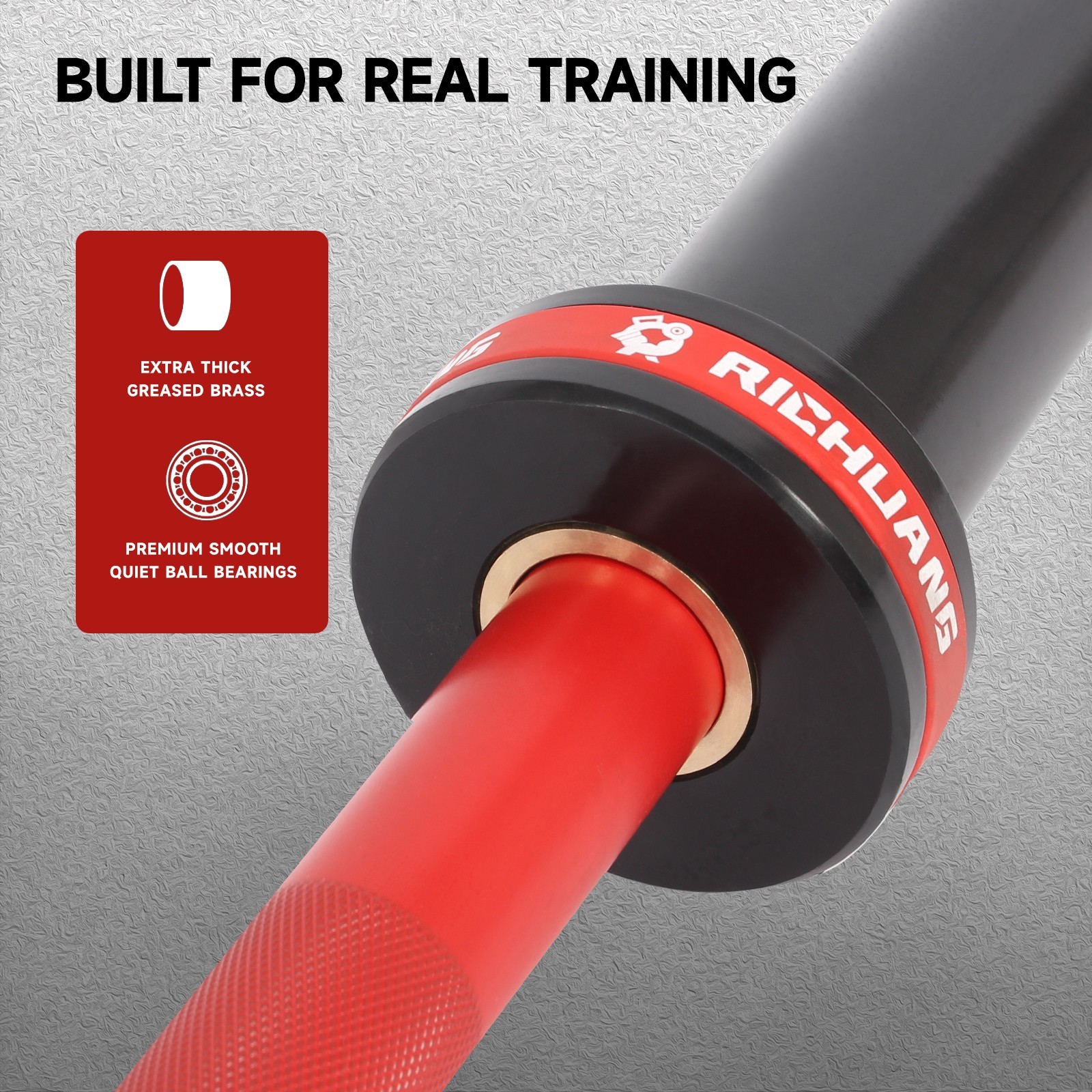 RICHUANG Olympic Barbell 6FT 28mm 500LBS Weightlifting Bar for Home Gym Red/Blue