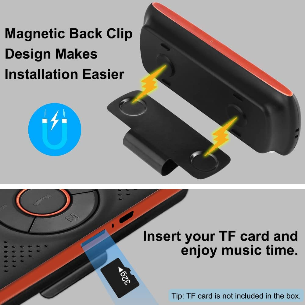 Portable Bluetooth 5.3 Car Speakerphone with Visor Clip and TF Card Support