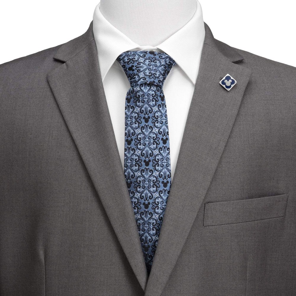 Disney Mickey Mouse Damask Tile Blue Men's Tie