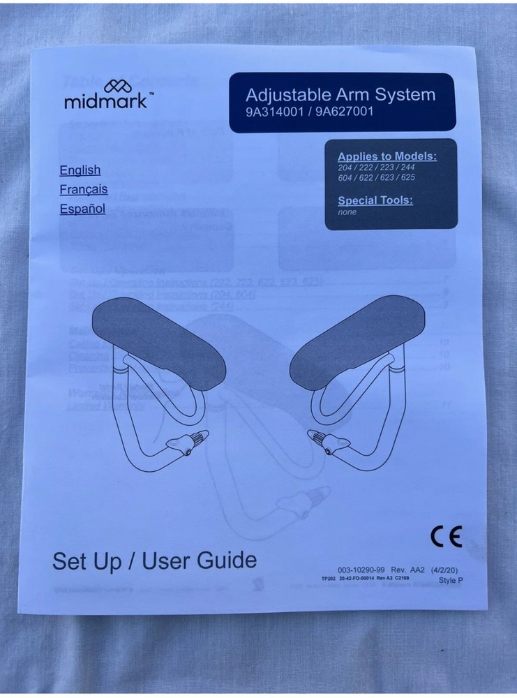 New In Box Midmark Ritter Articulating Arm Rest Set #9A314001