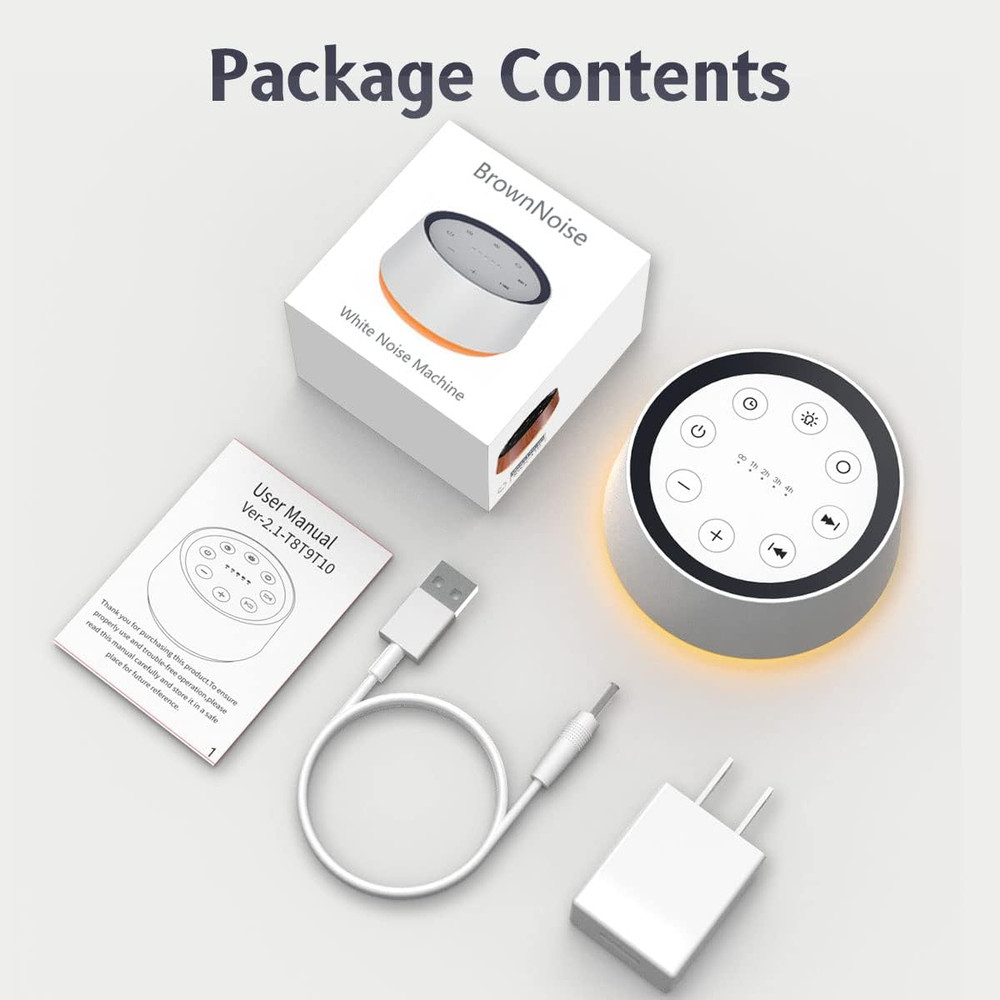 Brown Noise Machine – 30 Sounds, 12 Lights, Timer, Memory, Travel-Friendly