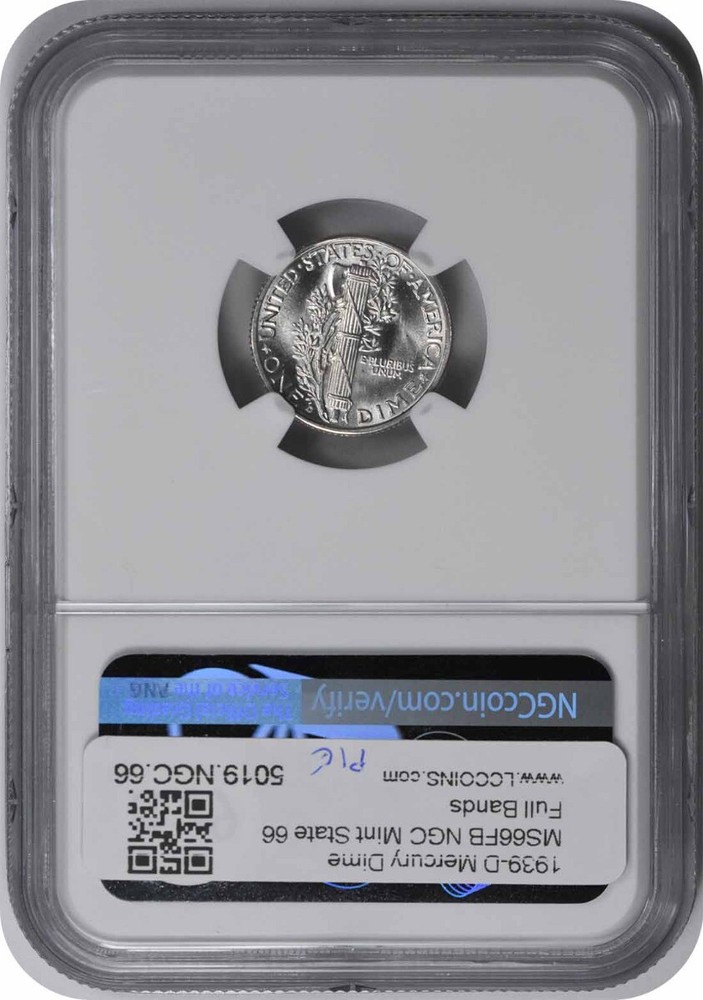 1939-D Mercury Silver Dime MS66FB NGC