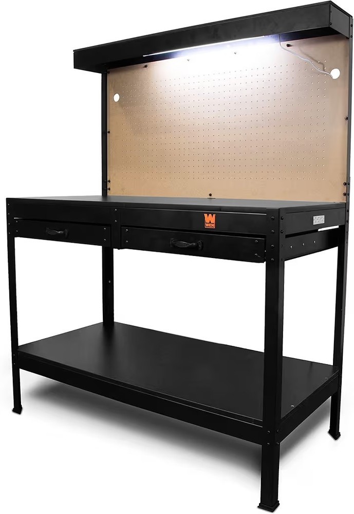 48-Inch Workbench with Power Outlets and Light, Black WEN Working Contractor