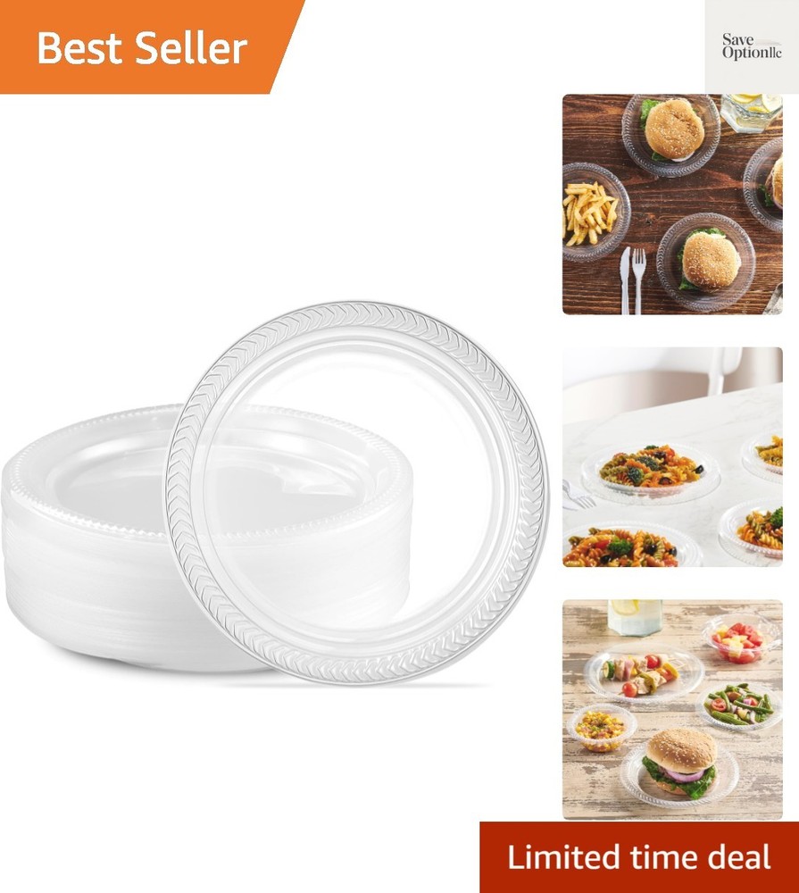 40 Pack Clear Plastic Plates 7 Inch Durable Disposable Plastic Dinner Plates ...