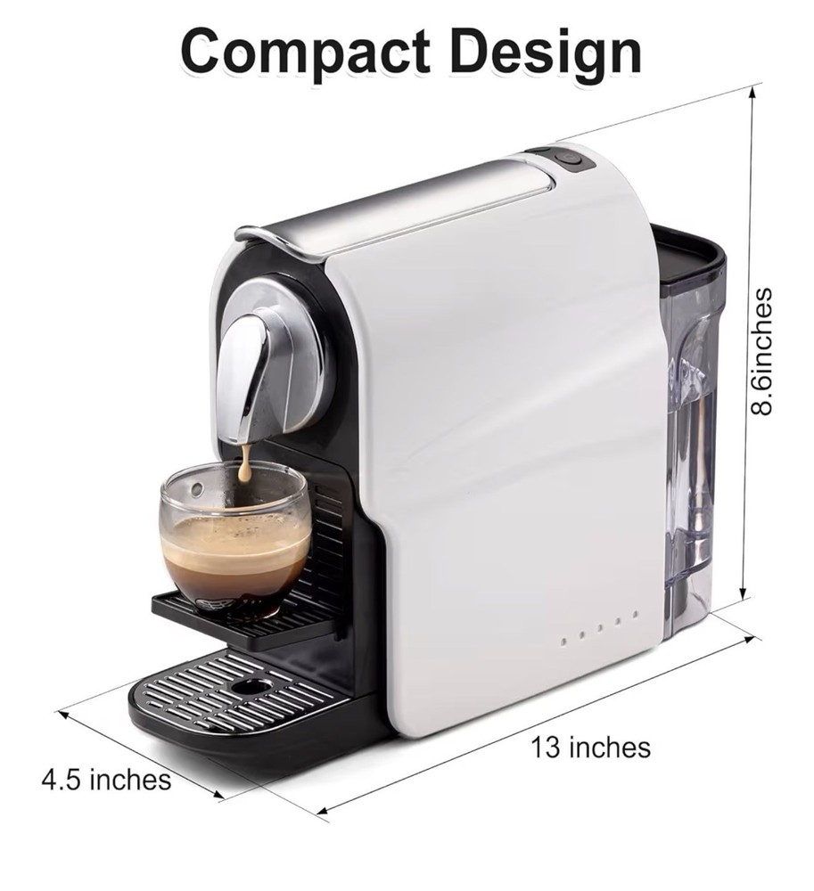 Compact Capsule Coffee Machine, 20 Bar, Nespresso Compatible, Programmable