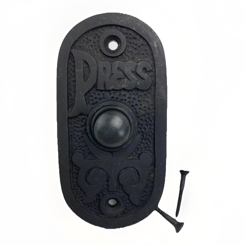 Wired Iron Doorbell Chime Push Button in Black Finish NEW