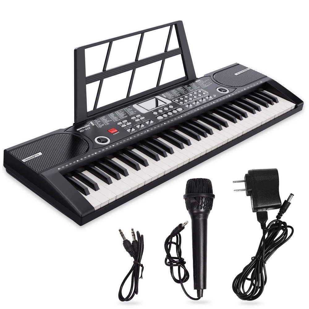 61Key Digital Piano with BuiltIn Speaker, Microphone, Stand & Power Supply