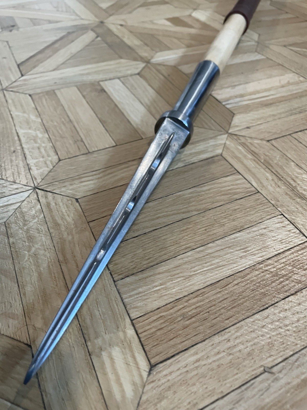 Medieval Double-Sided Flanged Mace and Spear, 55-Inch Weapon