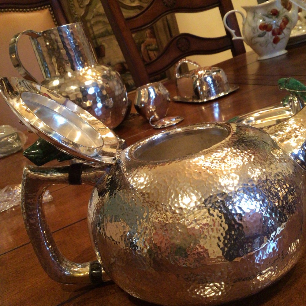 GORGEOUS LARGE SILVERPLATE EMILIA CASTILLO LARGE TEAPOT NEIMAN MARCUS PRISTINE