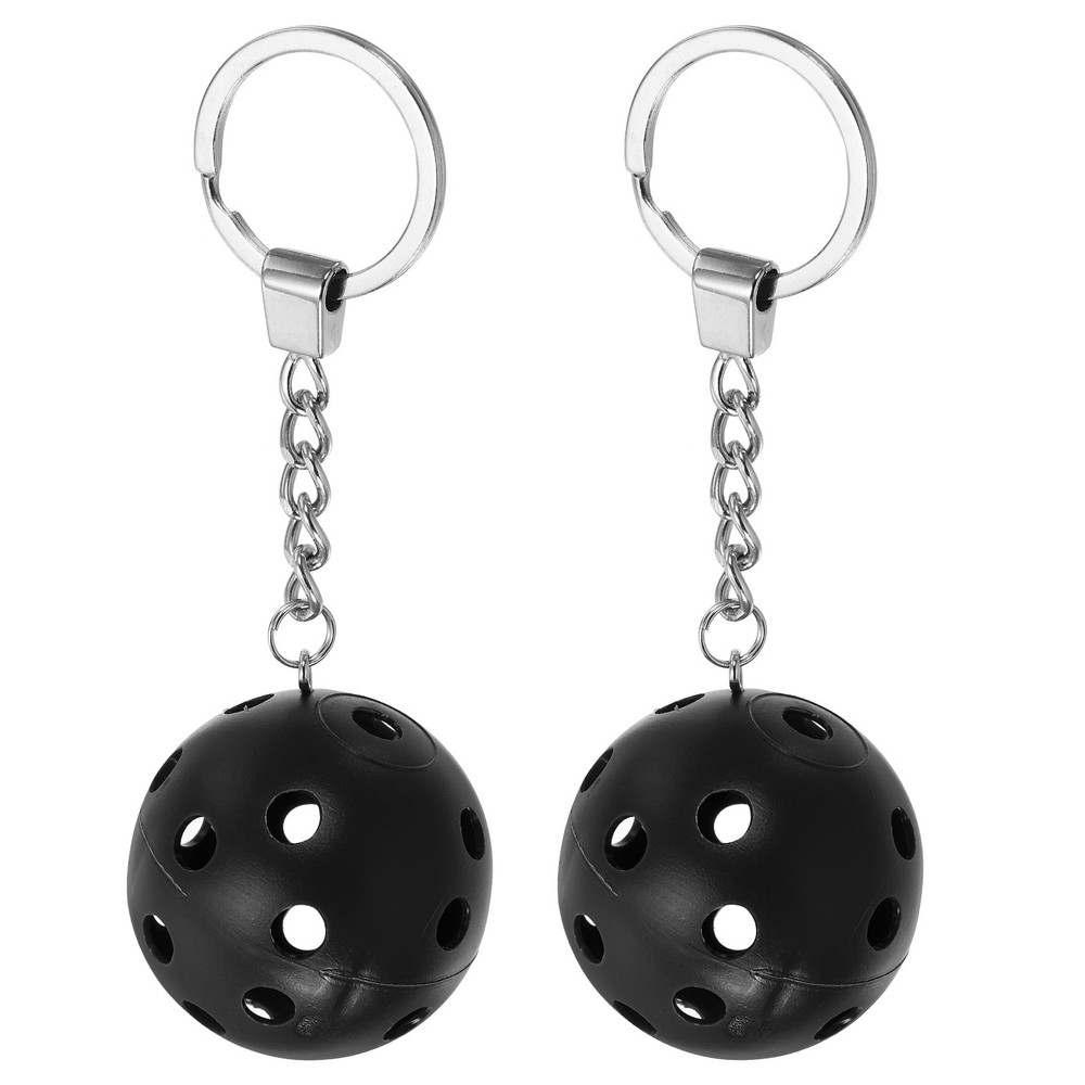 2PcsPickleball Keychains PE Plastic Mini Golf Balls Pickleball Ornament Black