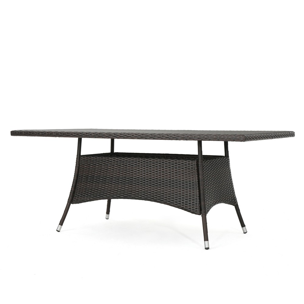 Modern Rectangular Wicker Dining Table for Outdoor Patio