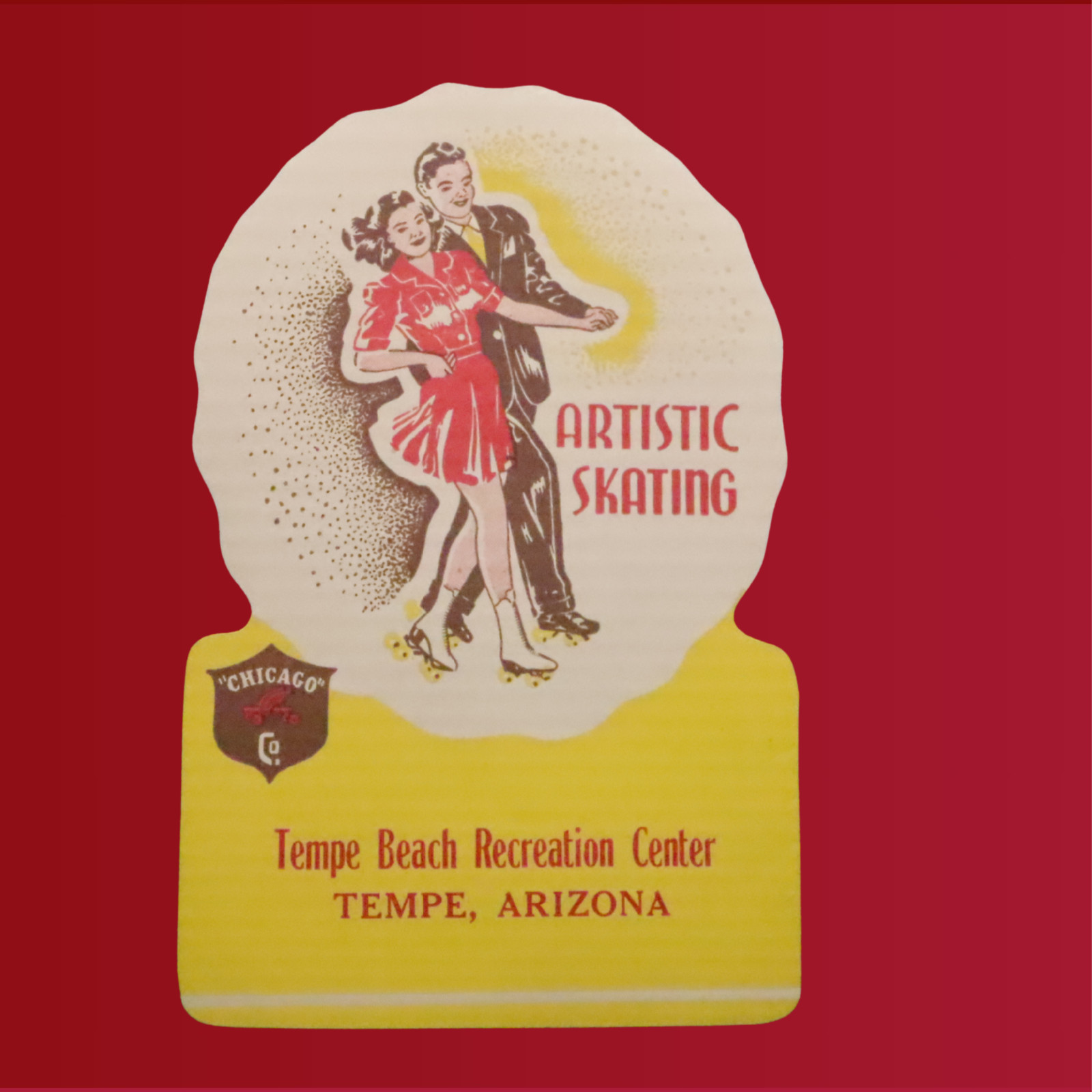 Vintage Roller Skating Rink Sticker Tempe Arizona Rec Center Label Rare S8
