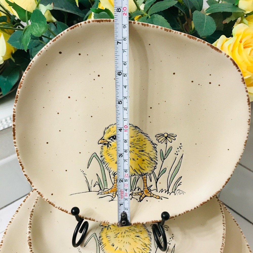 INHOMESTYLEZ Spectrum Easter Spring Chickdee Set Dinner Salad Appetizer plates