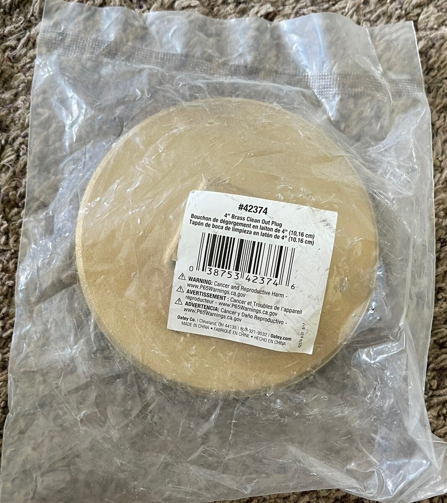 NEW OATEY 42374 CLEANOUT BRASS PLUG 4 INCH, 4”