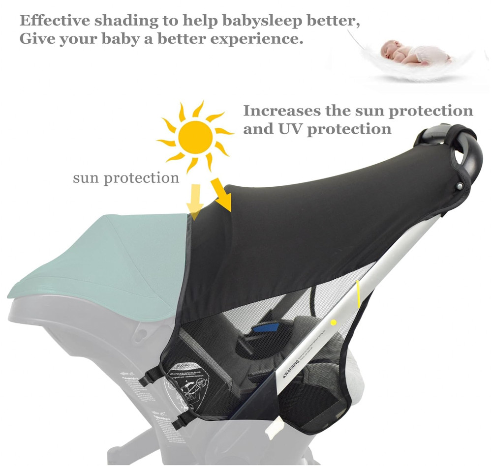 Custom Designed Sunshade Extension Compatible with Doona Car Seat Stroller, ...