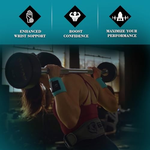Improved Lifting Support & Stability - Gym Wrist Wraps for Weightlifting Aqua