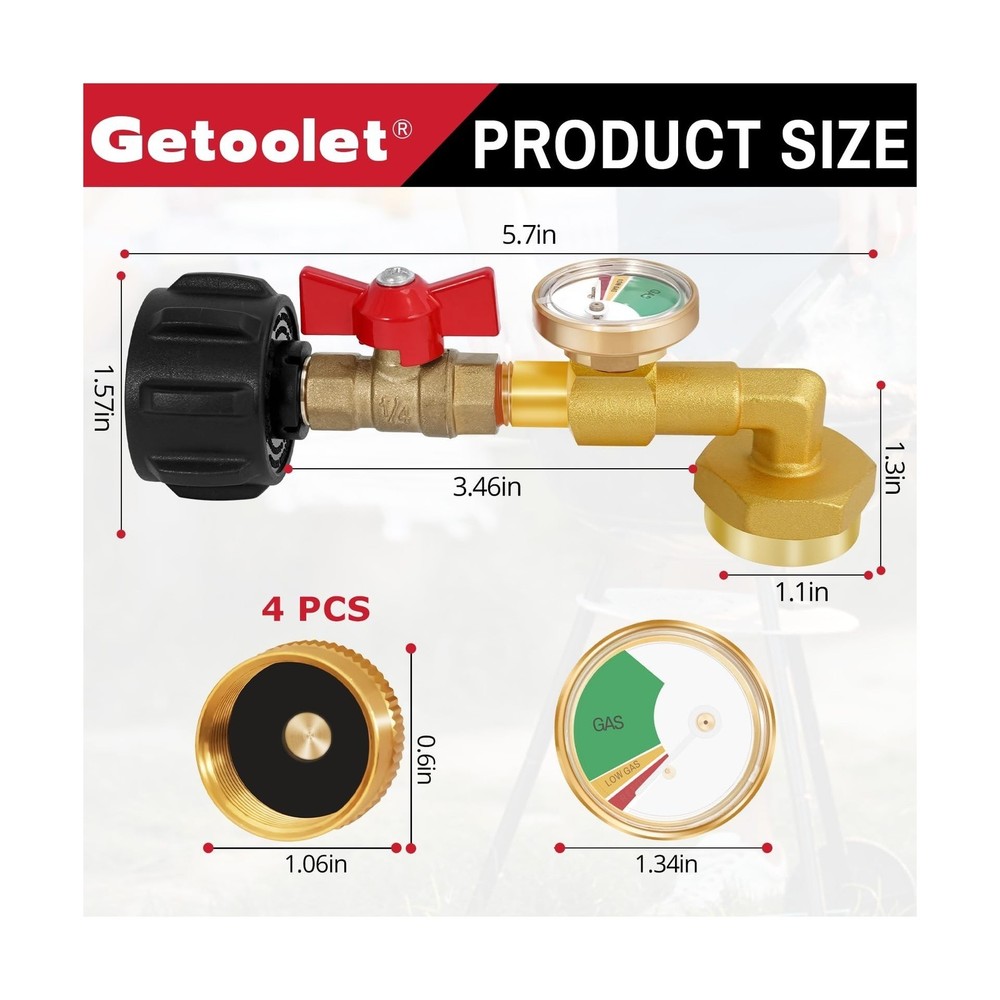 Getoolet Propane Refill Adapter for 1 lb. Tanks, Propane Refill Elbow Adapter...