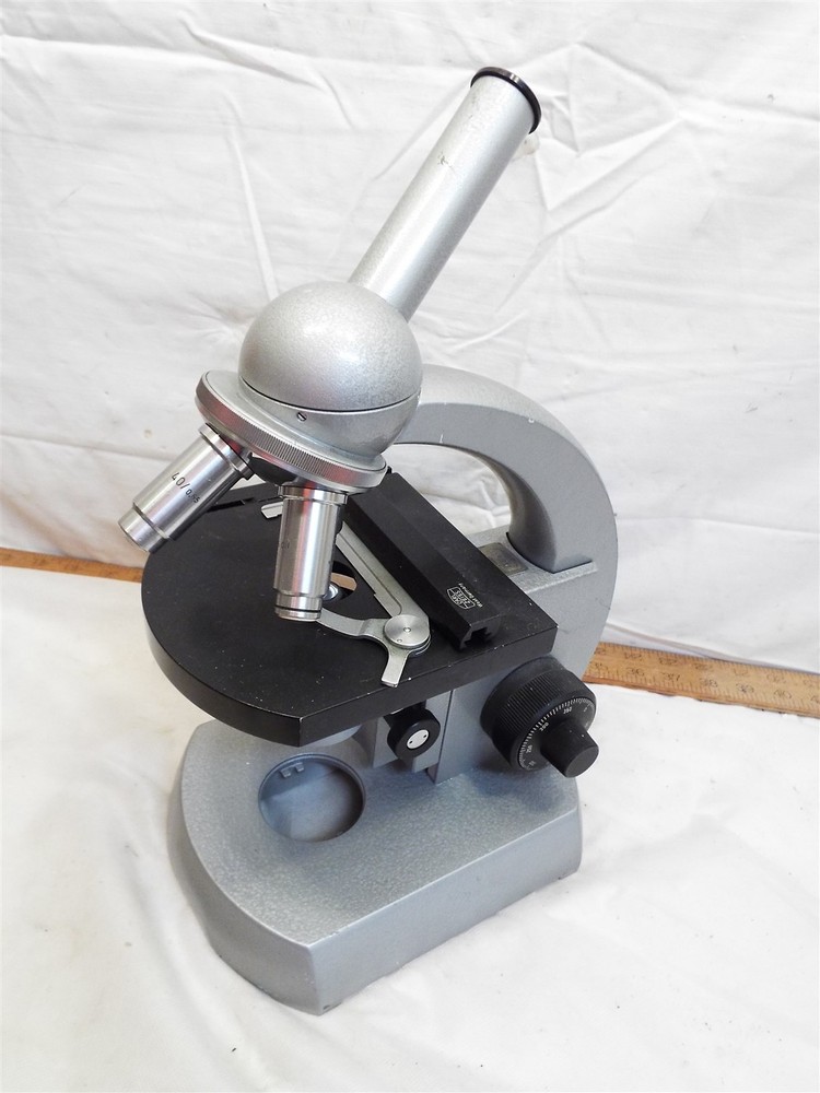 Carl Zeiss Monocular Microscope Lab Instrument W.Germany Oil Immersion Objective