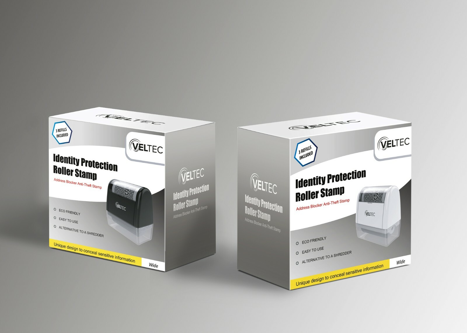 Veltec Identity Protection Anti-Theft Roller Guard Stamp w/ FREE 3 Pack Refills