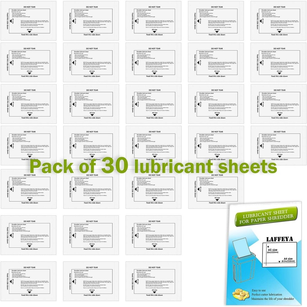 30-Pack Shredder Lubricant & Sharpening Sheets for Optimal Shredding Performance
