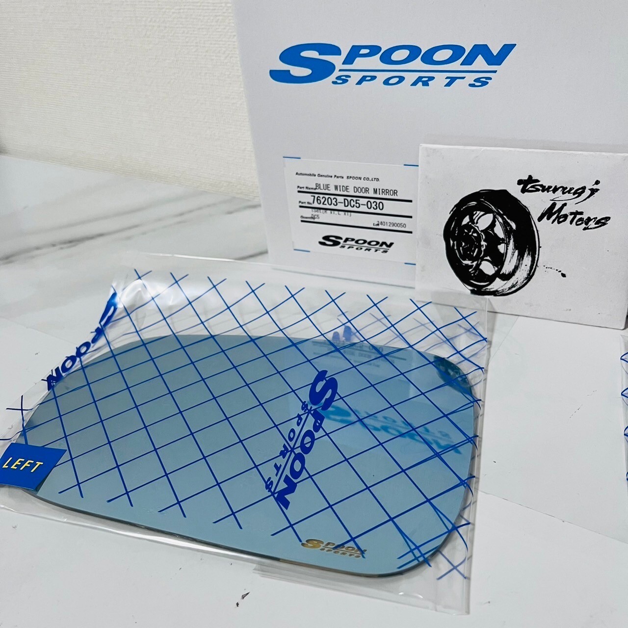 SPOON BLUE WIDE DOOR MIRROR For HONDA INTEGRA DC5 76203-DC5-030 New
