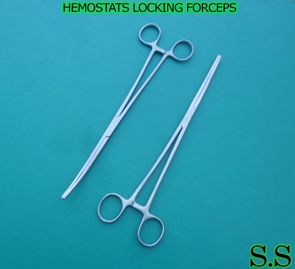 HEMOSTATS / LOCKING FORCEPS 8" NEW 1 curved 1 straight