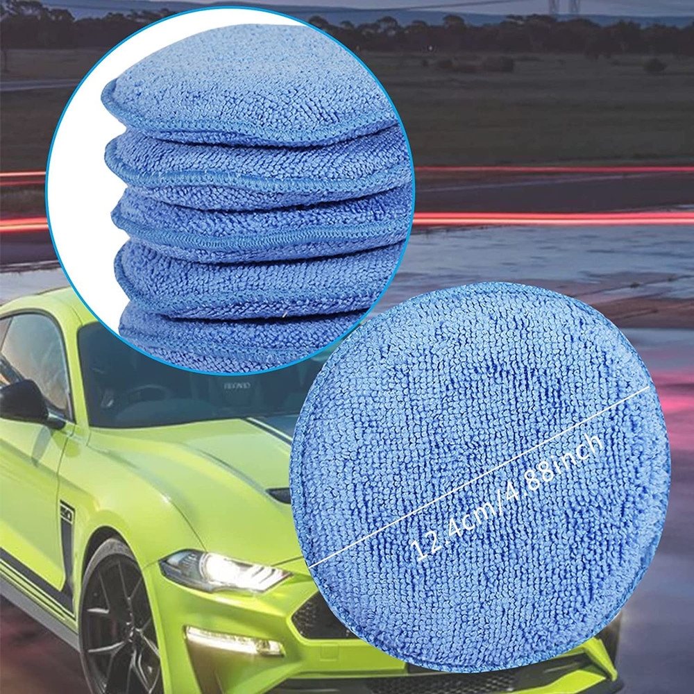 6 Pack Microfiber Wax Applicator Pads 5" Diameter Polishing Foam