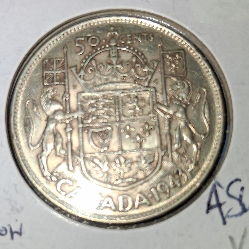 Canada 50 Cents 1943 King George VI Silver Coin