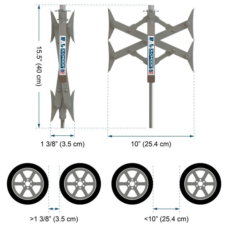X-Chock Tire Locking Chock Stabilizer Adjustable Lightweight RV Trailer Security