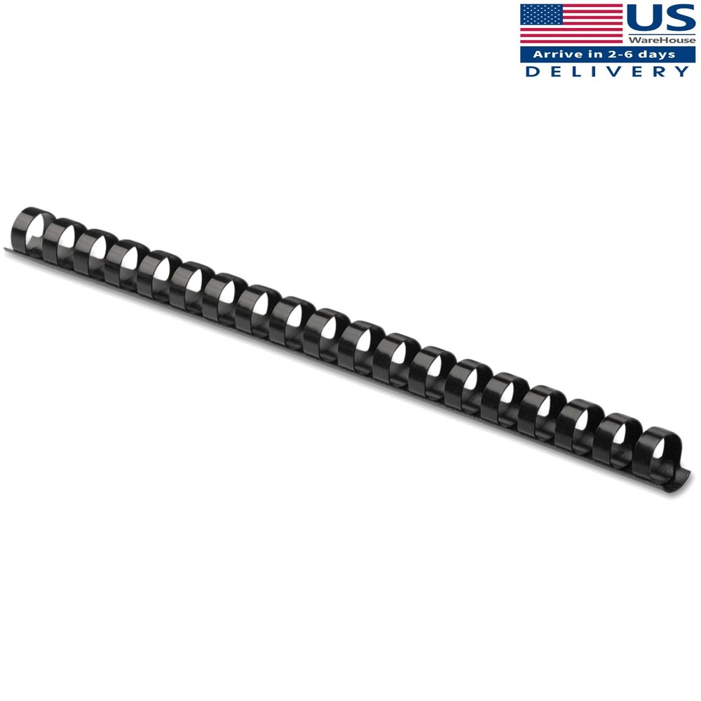 Plastic Binding Combs - Round Back, 1/2 Inches, 90 Sheets, Black, 100 Pack