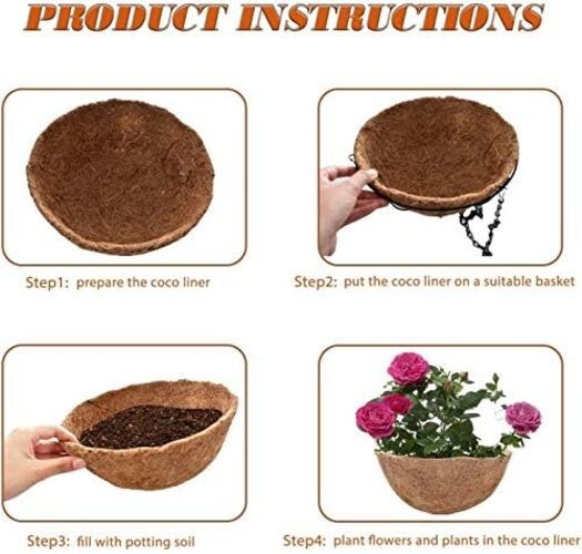 2 Pack 16 Inch Round Coco Liner (16" x 8"), Pre-Formed Thickened 16inch/2Pack