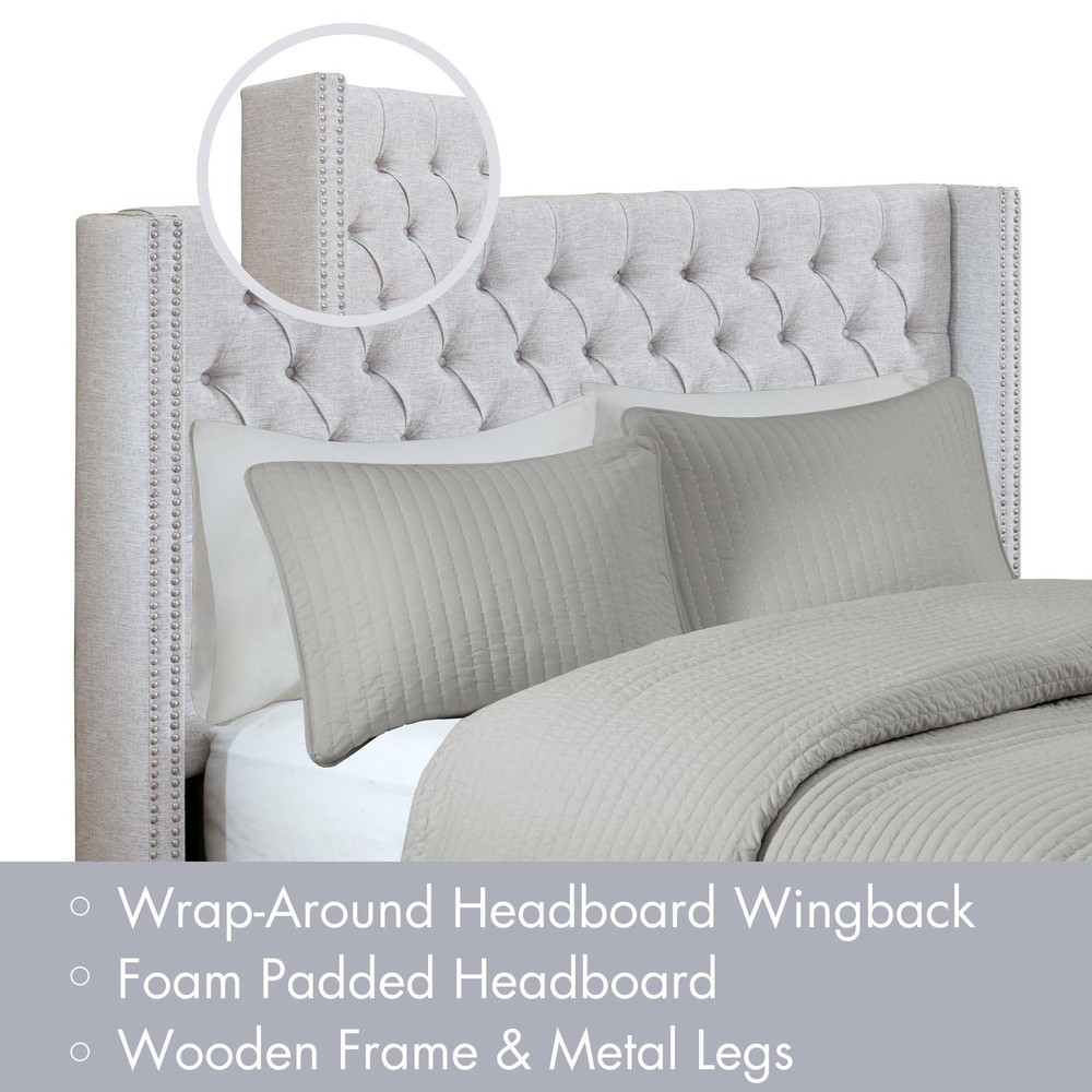 Madison Park Queen Button Tufted Headboard, Adjustable Upholstered