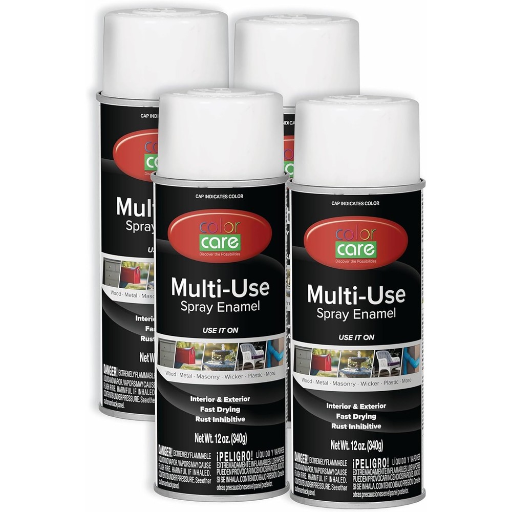 Color Care Spray Paint Flat White 12 oz- 4 pack