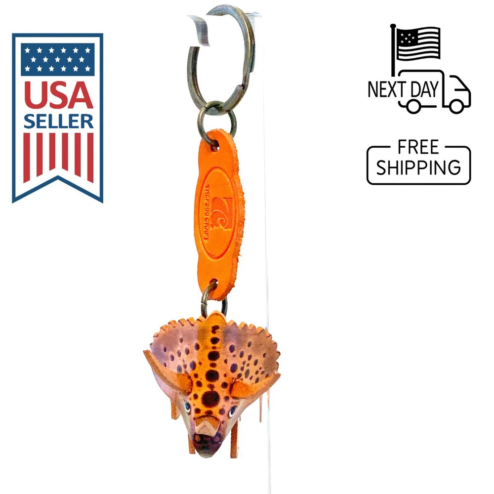 Triceratops Handmade Leather Keyring