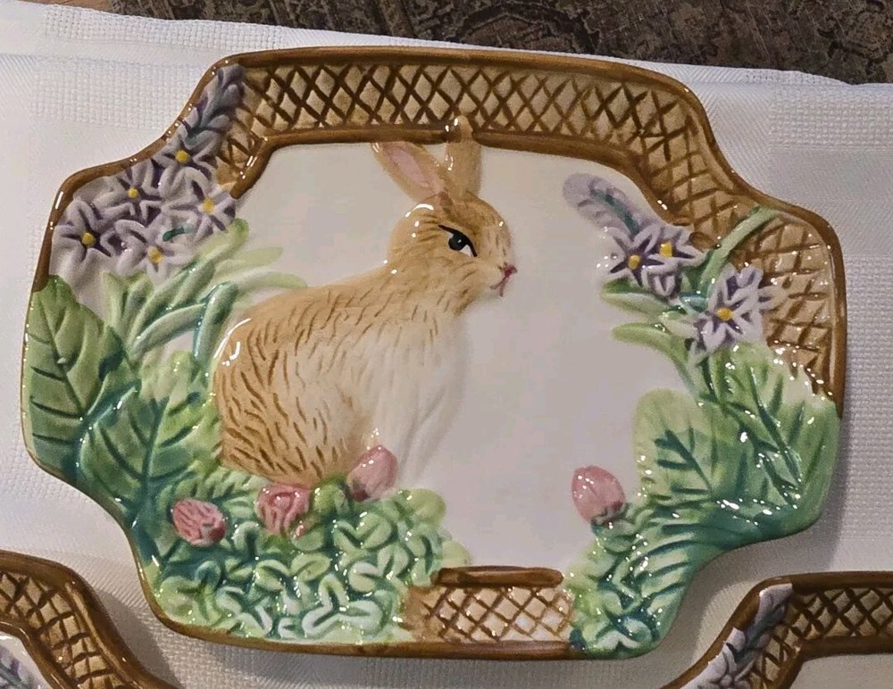 4 Royal Norfolk Spring Rabbit Floral Easter Plates