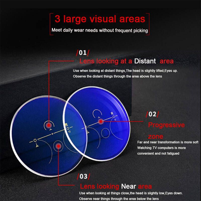 Progressive Multifocus Photochromic Reading Glasses For Men Square Sunglasses