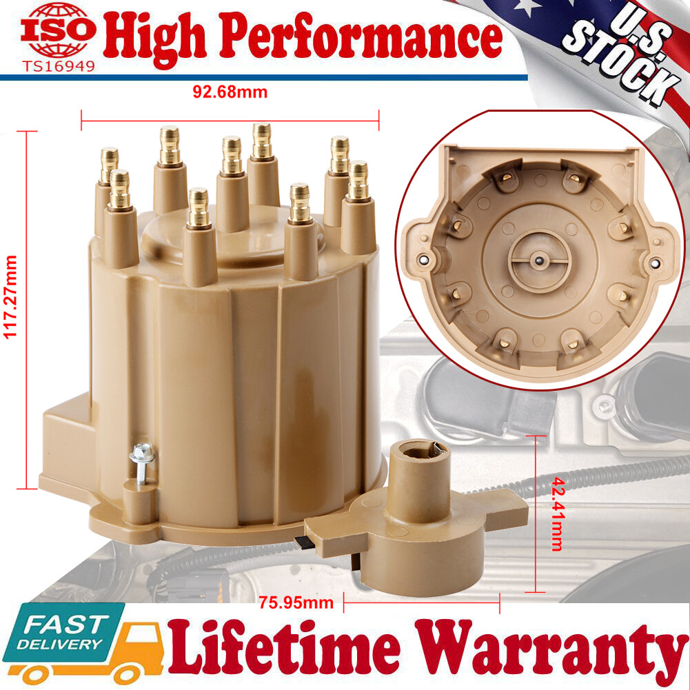 Distributor Cap+Rotor Button Kit For Chevy Pontiac GMC HEI 305 350 454 5.7L 5.0L