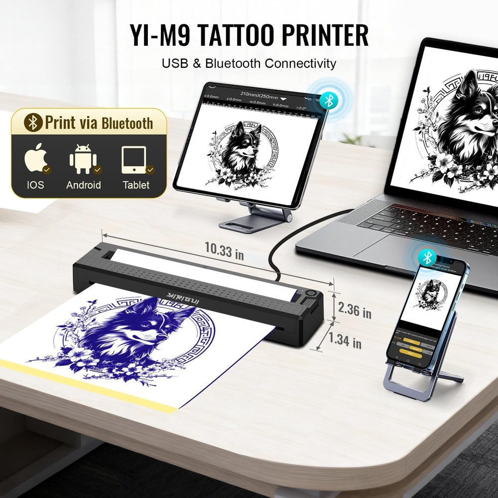 2026 New 2 in 1 Tattoo Stencil & Document Printer, Wireless Bluetooth Thermal...