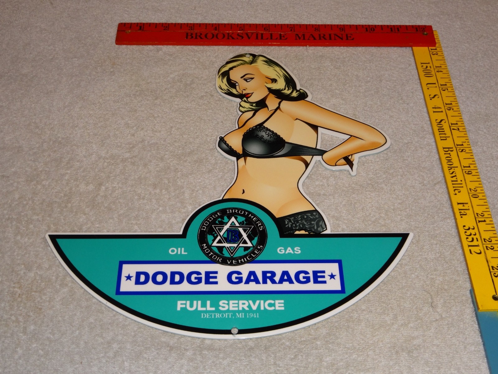 VINTAGE DODGE BROTHERS MOTOR VEHICLE SERVICE GARAGE 👩 WOMAN METAL GASOLINE SIGN