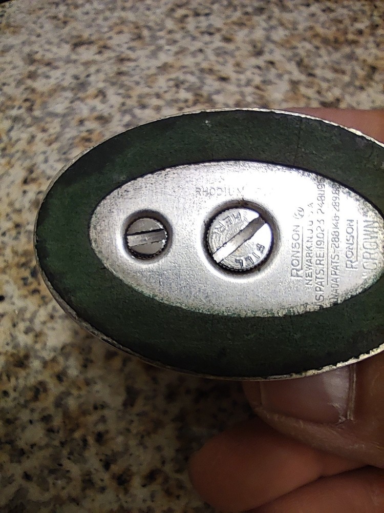 Ronson Table Lighter Crown Rhodium Plated