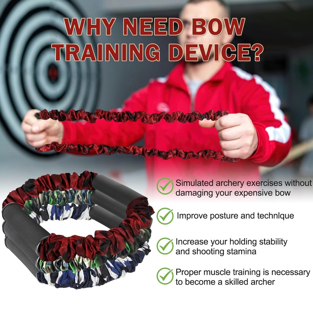 Archery Bow Trainer, 25 Lbs Archery Band Draw Exerciser Training, Rubber Stre...